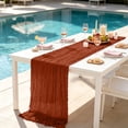 thumbnail image 2 of Leodye 1PCS Crinkled Gauze Table Runner Wrinkle Pleated Voile Fabric Tablecloth for Wedding Banquet Party Photography Background Decor -35.4x118.1Inch, 2 of 6