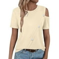 thumbnail image 7 of EINCcm Womens Summer Blouse Cold Shoulder Tunic T Shirts Dressy Casual Short Sleeve Crewneck Blouses Button Tees Tops, 7 of 7