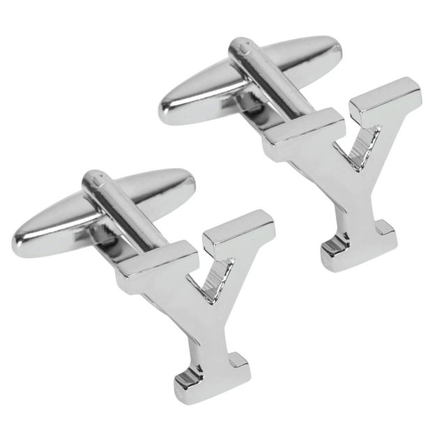 BodyJ4You Cufflink Set Letter Y Initial Classic Style Silver Color Gift Box