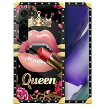 FKBRCL4U Compatible with Samsung Galaxy S23 Case, Glitter Red Rose Queen Leopard Lipstick Luxury Golden Decoration for Girl Women Soft TPU Shockproof Protective Hard PC Back