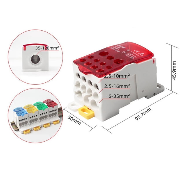 Essential Wiring Accessory Red Power Distribution Junction Box for DIN Rails