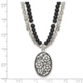 thumbnail image 2 of 6.7mm 925 Sterling Silver Oxidized Agate Labradorite Quartz Flower 2inch Extension Necklace 17 Inch Pendant Necklace for, 2 of 2