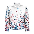 thumbnail image 4 of Cavosen Tshirt for women Long Sleeve Lapel Stars Stripes Patriotic Tee Red White and Blue Button Down Graphic Shirt Summer Loose Tops, 4 of 5