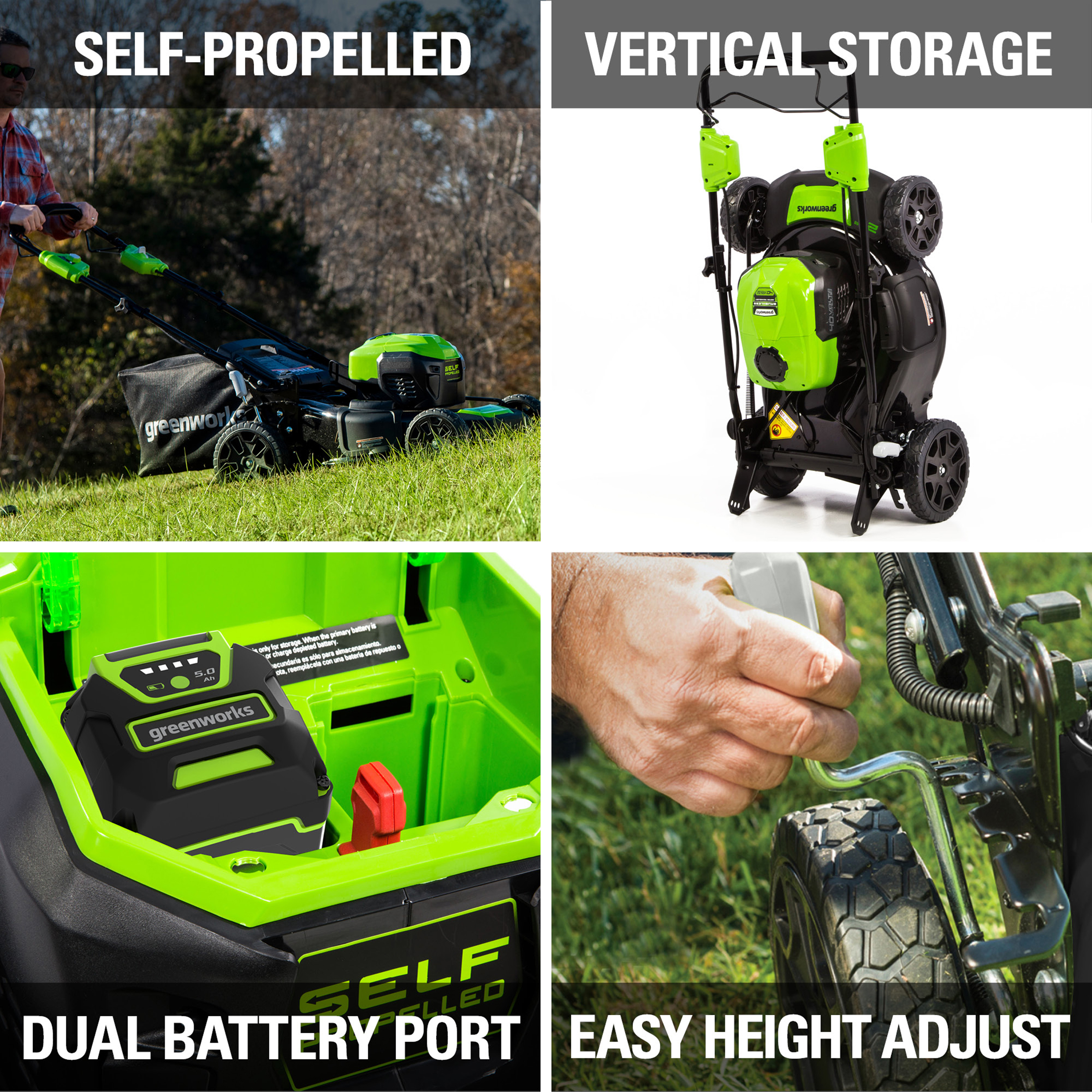 Greenworks 21" 40 Volt Battery Powered Self-Propelled Walk-Behind Mower, Battery Not Included - image 5 of 12