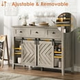 thumbnail image 6 of Hetoy 59" Farmhouse Buffet Cabinet with Sliding Barn Doors, 3 Drawers, Adjustable Shelves, Gray, 6 of 6