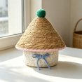 thumbnail image 4 of Round Woven Cotton Rope Storage Basket with Lid, Multicolor, 11 x 7 Inches, Decorative Organizer for Desk, Shelf, Bathroom, 4 of 6