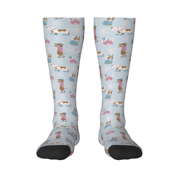 Xecao Cute Snowflake Dachshund Print Compression Socks for Both Men And Women for Running, Travel, Flight, Nurse