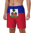 thumbnail image 5 of Men's 2 in 1 Swim Trunks with Compression Liner Haitian Flag Quick Dry Beach Shorts, 5 of 6