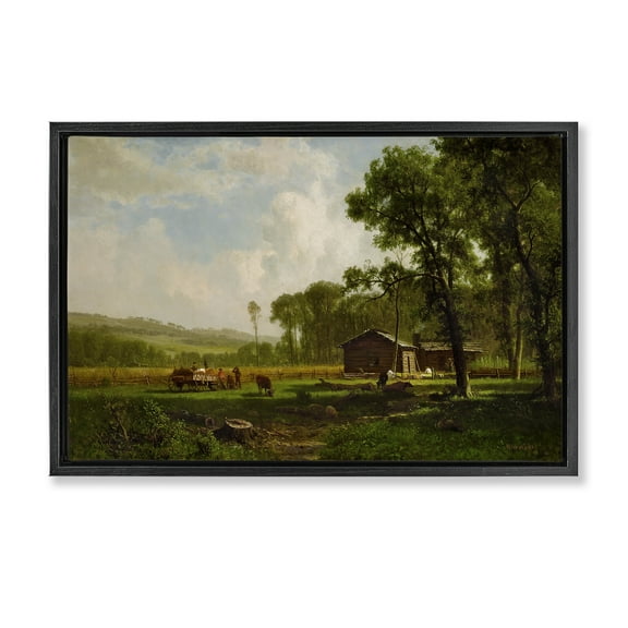 Stupell Industries Early Settlers Classical Landscape & Nature Painting Black Floater Framed Canvas Art Print Wall Art, 25 x 17