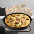 thumbnail image 7 of Vsdgher Watercolor Wildflowers Oven Mitts and Pot Holders 2 pcs Set,High Heat Resistant Kitchen Oven Glove for Baking and Cooking, 7 of 7