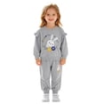 thumbnail image 3 of enyan Little Girls Fall Winter Outfit Size 1-8T Cotton Cute Print Long Sleeve Top and Pant Toddler Girl Clothes(Grey,9-12 Months), 3 of 6