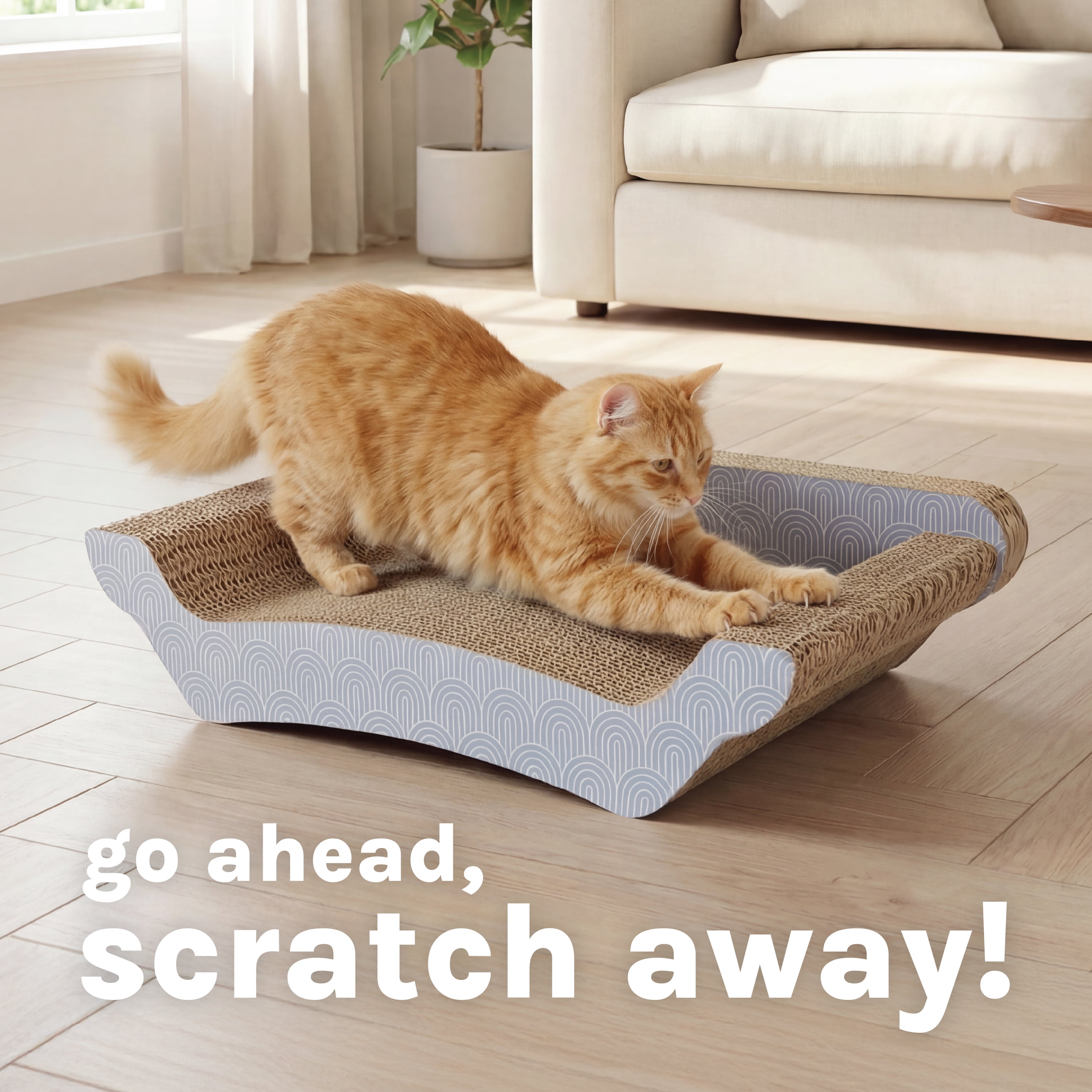 Kitty City Corrugated Cardboard Art Deco Sofa Lounger Cat Scratching Pad, Multicolored, One Size