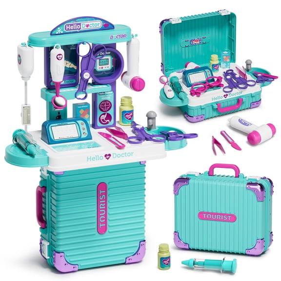 Doctor Kit for Kids, Doctor Pretend Playset with Realistic Accessories, Pretend Mobile Medical Station, Role Play Medical Toys for 3-5, 2-4, 3 4 5 6 Year Old