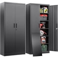 thumbnail image 6 of BESFUR Metal Cabinet with 5 Adjustable Shelves and Doors, Locking Storage Cabinet for Garage, Classroom and Office - Black, 6 of 9
