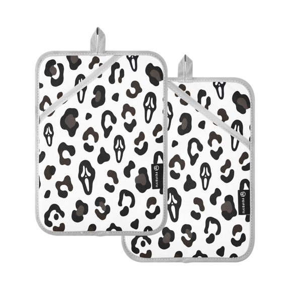 Two Pieces Of Square Heat Insulation Pad Oven Mitts Skull Head 7x9.8 Inch Oven Microwave Kitchen Cooking Baking