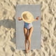 thumbnail image 5 of Toalla de playa de rayas con flecos y mochila, accesorio de baño grande, bordado disponible, toallas de playa de algodón., 5 of 7