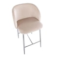 thumbnail image 7 of Fran Pleated Waves Contemporary Glam Fixed-Height Counter Stool In Chrome Metal And White Velvet - Set Of 2, 7 of 7