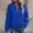 Blue, variant on Women's Plus Size Coarse Knitted Baseball Jacket with Zipper and Long Sleeve for Casual Wear