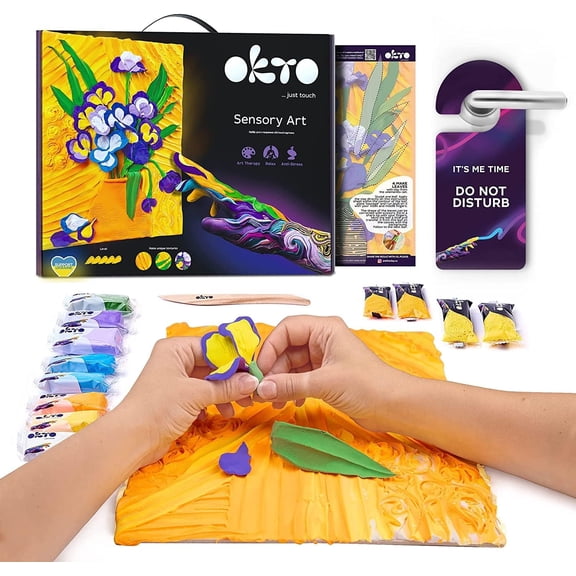 Art Kit Irises | Arts & Crafts DIY Painting with Modeling Clay| Clay Kit for Painting | Painting Kits for Adults for Home Decoration | Air Dry Clay for Adults| Arts and Crafts