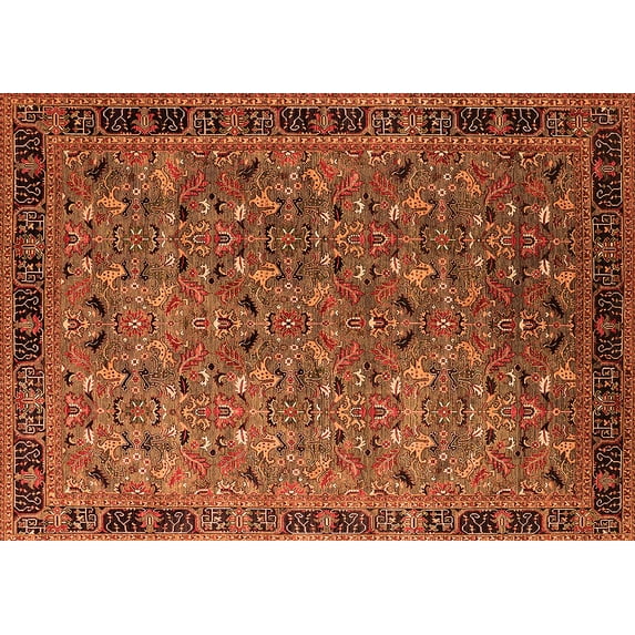 Ahgly Company Indoor Rectangle Oriental Orange Traditional Area Rugs, 2' x 5'