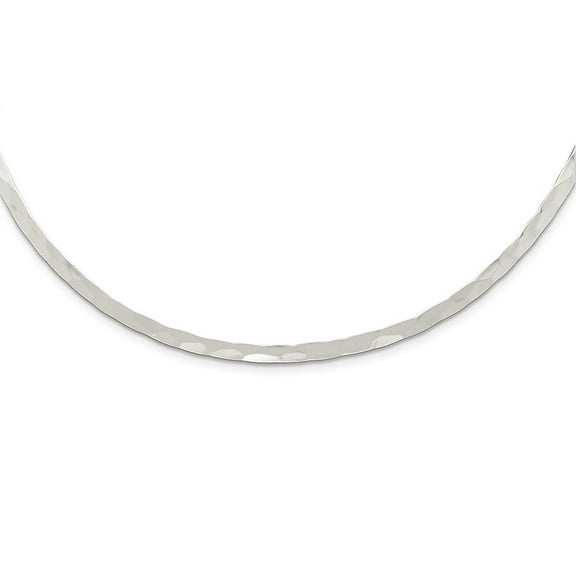 Sterling Silver 3.5mm Hammered Neck Collar Necklace - 11.9 Grams