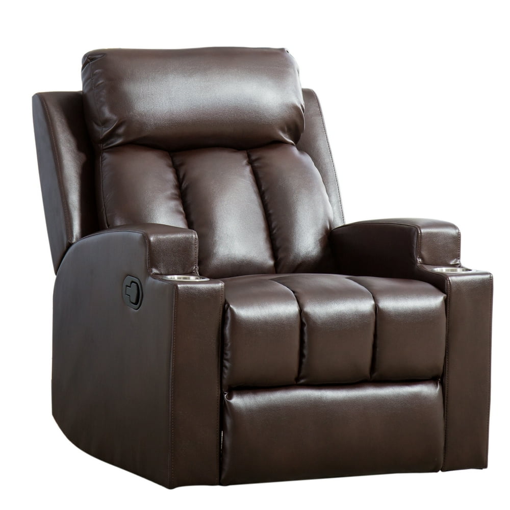 Recliner Chair for Elderly, Overstuffed PU Leather Recliner Adjustable