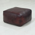 thumbnail image 2 of BBH Homes Black Round Leather Pouf Ottoman Handmade Recycled Cotton Fill BBBACPF0012, 2 of 8