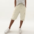 thumbnail image 2 of Hngshg Plus Size Cargo Capris for Women Bow Drawstring Solid Color Casual Pants with Pockets Summer Vacation Workout Pants, 2 of 7