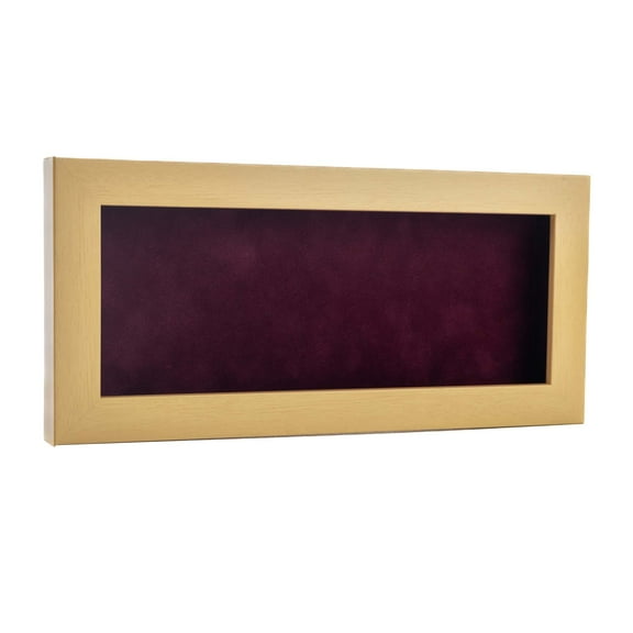 10x20 Natural Shadowbox Frame - Interior Size 10x20 with 3/4" Usable Depth - Dark Berry Acid-Free Suede Backing