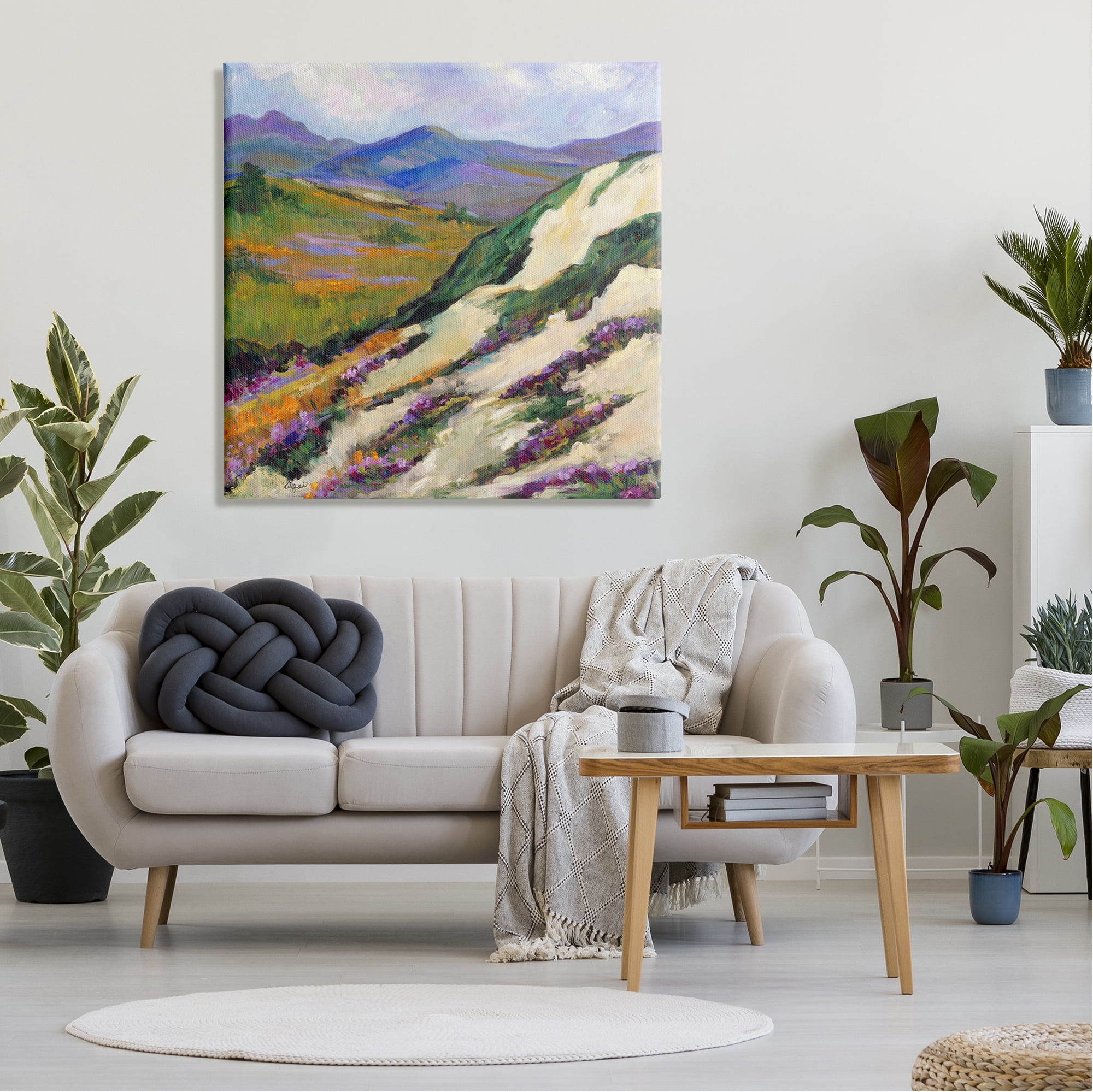 Stupell Industries Purple Mountains Landscape Landscape Painting Gallery Wrapped Canvas Art Print Wall Art, 36 x 36
