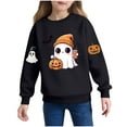 thumbnail image 2 of Girls Casual Long Sleeve T Shirts New Halloween Sweatshirts for Kids Girls Boys Cute Ghost Graphic Crewneck Shirts Oversized Long Sleeve Pullover Tops Black 3 Y, 2 of 6