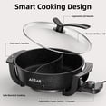 thumbnail image 2 of AORAN Electric Hot Pot, 6L Electric Skillet, Non-Stick Smokeless Cooking Pot with Divider Fondue, Shabu-Shabu with Tempered Glass lid for 2-6 People, 2 of 9