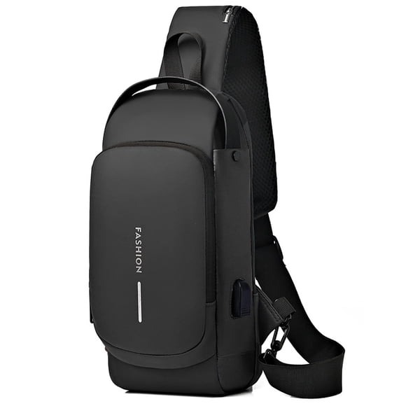 Bandolera Geanbun antirrobo USB, impermeable, negra
