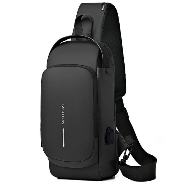 Bandolera Geanbun antirrobo USB, impermeable, negra