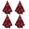 thumbnail image 1 of 4pcs Checkered Pattern Dish-washing Towels Household Cleaning Cloths (Red), 1 of 9