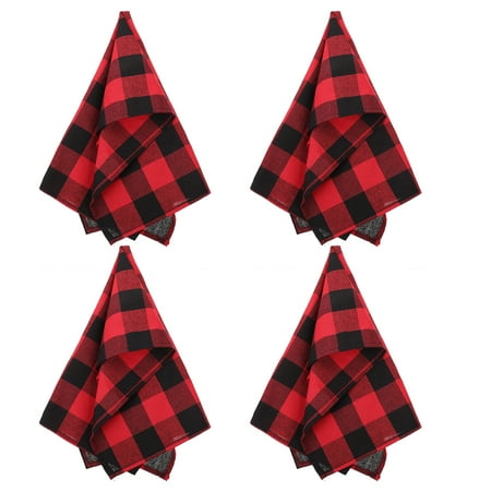 

4pcs Checkered Pattern Dish-washing Towels Household Cleaning Cloths (Red)