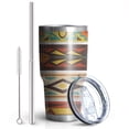 thumbnail image 2 of 30oz Ethnic Geometric Striped Pattern Tumblers Stainless Steel Tumbler with Lid and Straw,Vacuum Insulated Double Wall Travel Tumbler Cups Mug with Cleaning Brush for Coffee,Tea, 2 of 7