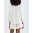 thumbnail image 2 of Women'S Shorts Set, Two-Piece, Long-Sleeved Tie-Dress Top and Ruffled Boxer Shorts, Matching Casual Set White L, 2 of 8