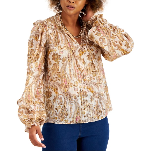 INC Blusa campesina de cachemira para mujer, , X-Large