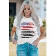 thumbnail image 4 of POGLIP T-shirt Graphique Blanc à Col Rond Imprimé Drapeau Américain pour Femmes, 4 of 6