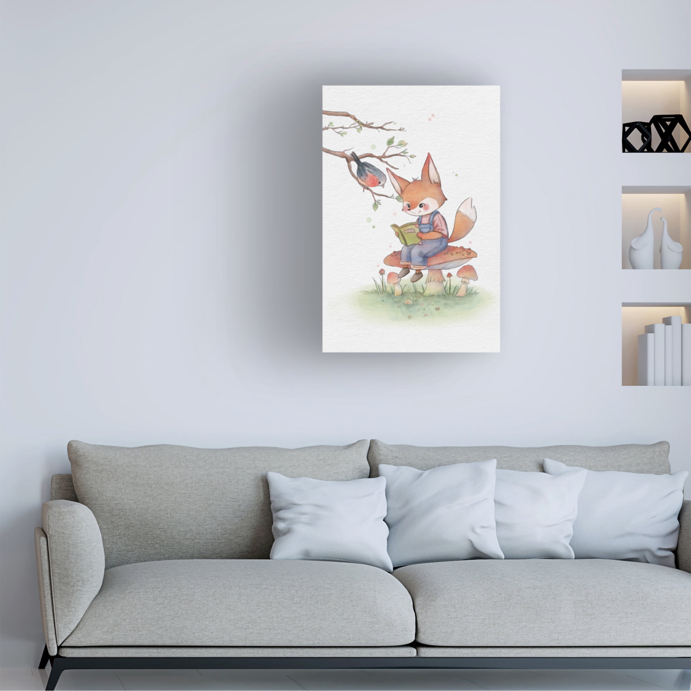 Trademark Fine Art Xuan Thai Fox and Bird Illustration 2 Canvas Wall Art
