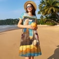 thumbnail image 4 of Honeii Sunglasses Beach Kittens Print Women’s Short Sleeve Dress, Comfortable Casual Dress, Soft Polyester Spandex Blend, Stylish Everyday Wear for Summer, Perfect for Travel and Vacation, 4 of 6