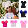 thumbnail image 2 of Yesbay Knitted Faux Fur Ball Pom Pom Cute Women Lady Beanie Hat Warm Cap Gift, 2 of 8
