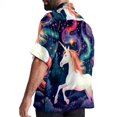thumbnail image 3 of Starry Unicorn Men's Short Sleeve Spread Collar Poplin Button Down Casual Printed Summer Beach Unisex Shirts, 3 of 6