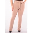thumbnail image 5 of Plus Size High Waist Flare Pants With Front Seam Detail And Waist Tie - Latte, 5 of 9