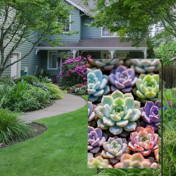 Spring Summer Garden Flag Double Sided Succulents Welcome Yard House Outside Outdoor Decoration,12*18 inch