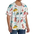 thumbnail image 4 of Vsdgher Dinosaur Print Men's Wrinkle Free Untucked Cuban Shirt Business Casual Button Down Shirts Short Sleeve Shirt, 4 of 7