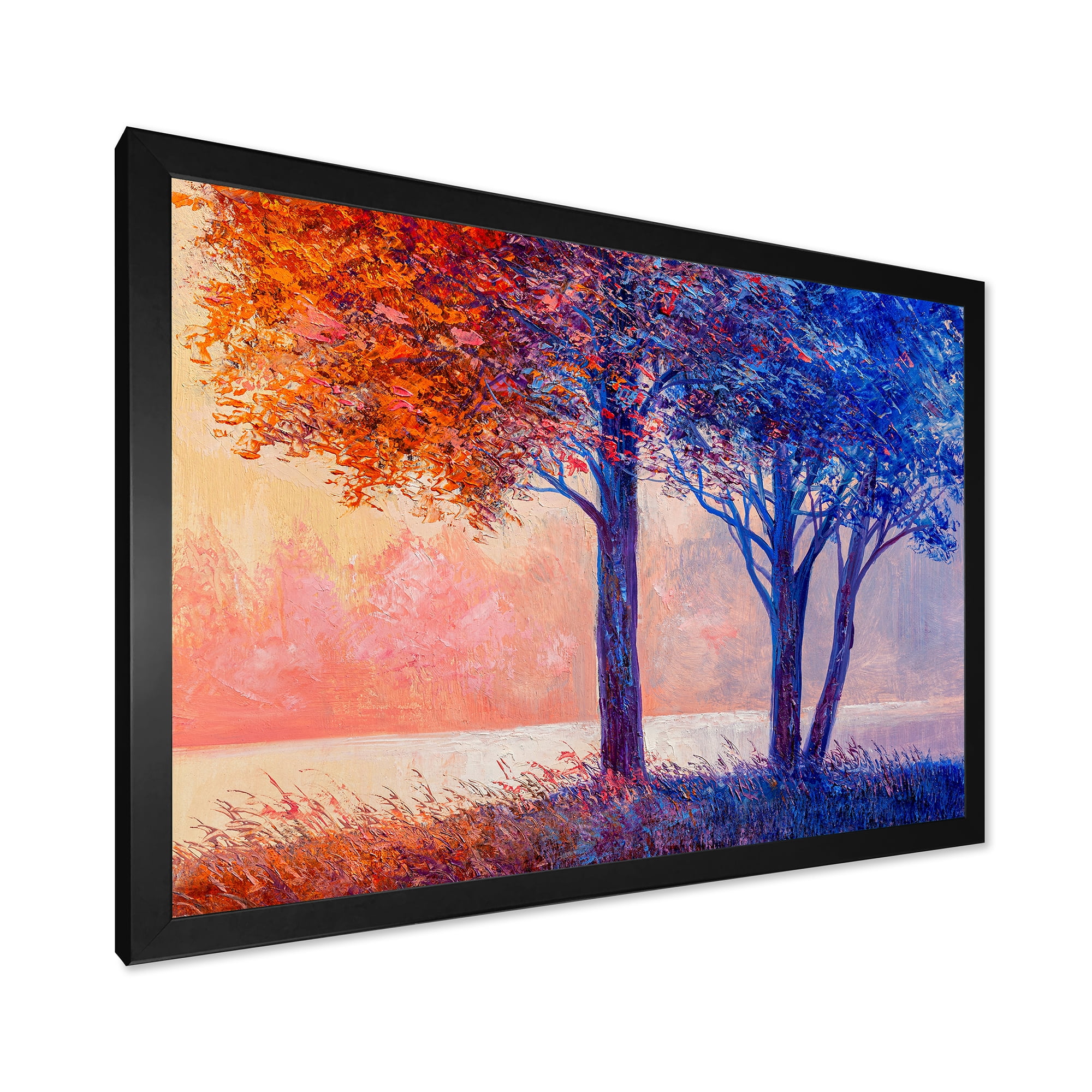 Designart 'Colorful Autumn Forest Trees Along Beautiful River' Lake House Framed Art Print