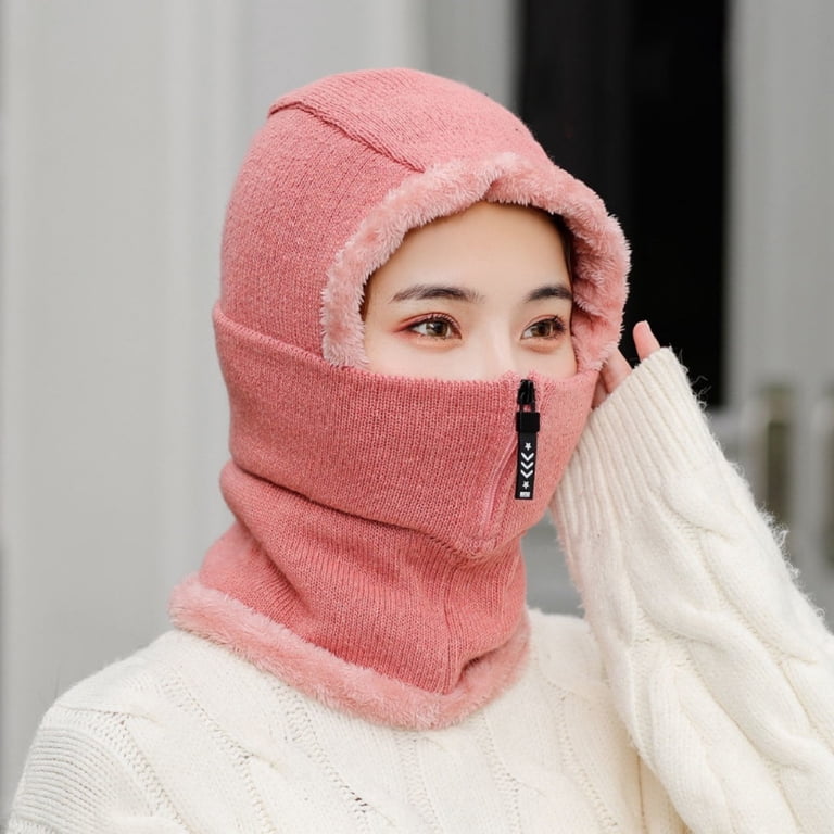 Women One Piece Slouchy Fleece Beanie Hats Scarf Mask Warm Winter Knitted Hat Sinhoon Women One Piece Slouchy Fleece Beanie Hats Scarf  main image 3