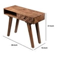 thumbnail image 5 of The Urban Port Reed 37 Inch Acacia Wood Home Office Desk, 3D Accent Drawer, Oak Brown, 5 of 6